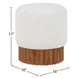 Meridian Furniture Veranda Boucle Fabric Ottoman/Stool in Cream/Brown
