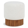 Meridian Furniture Veranda Boucle Fabric Ottoman/Stool in Cream/Brown