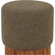 Meridian Furniture Veranda Boucle Fabric Ottoman/Stool in Olive/Brown