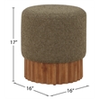 Meridian Furniture Veranda Boucle Fabric Ottoman/Stool in Olive/Brown