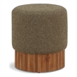 Meridian Furniture Veranda Boucle Fabric Ottoman/Stool in Olive/Brown