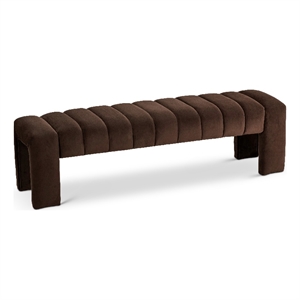 Meridian Furniture Andaz 17.5&quot Velvet & Solid Wood Bench in Brown