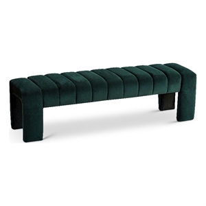 Meridian Furniture Andaz 17.5&quot Velvet & Solid Wood Bench in Green