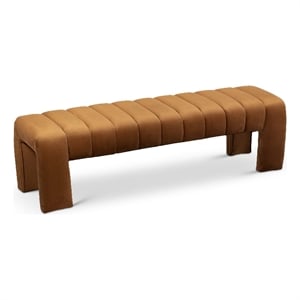 Meridian Furniture Andaz 17.5&quot Velvet & Solid Wood Bench in Saddle