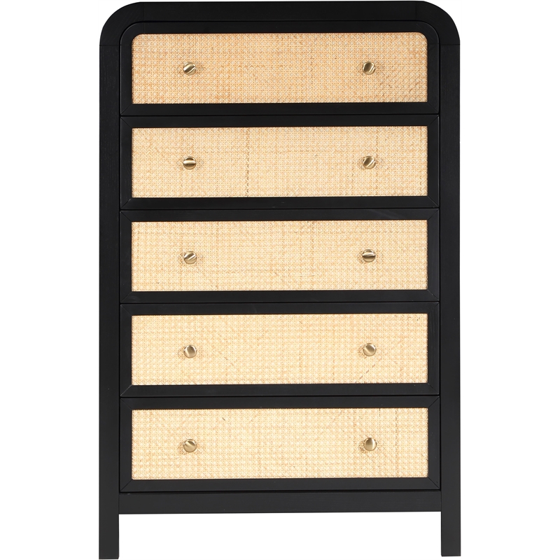 Meridian Furniture Siena Black Ash Wood and Natural Cane Chest