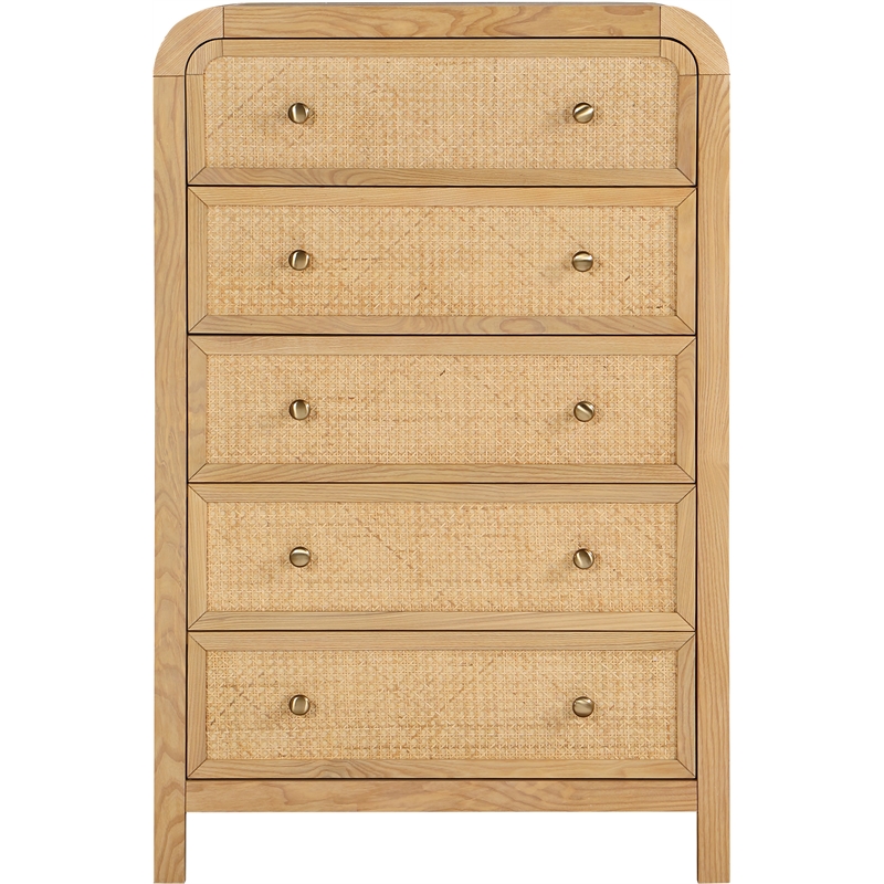 Meridian Furniture Siena Natural Ash Wood and Natural Cane Chest