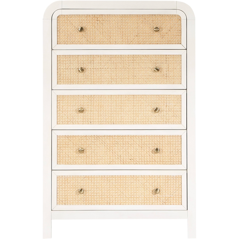 Meridian Furniture Siena White Ash Wood and Natural Cane Chest