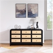 Meridian Furniture Siena Black Ash Wood and Natural Cane Dresser