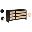 Meridian Furniture Siena Black Ash Wood and Natural Cane Dresser