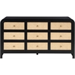 Meridian Furniture Siena Black Ash Wood and Natural Cane Dresser