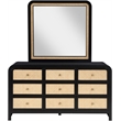 Meridian Furniture Siena Black Ash Wood and Natural Cane Dresser