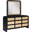 Meridian Furniture Siena Black Ash Wood and Natural Cane Dresser