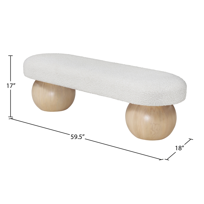 Meridian Furniture Bowies Cream Bench