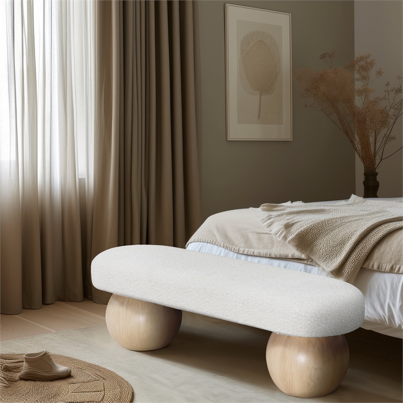 Meridian Furniture Bowies Cream Bench