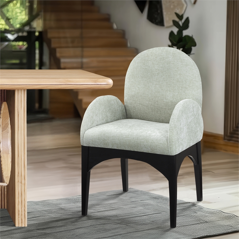 Meridian Furniture Waldorf Mint Chenille Fabric Dining Arm Chair