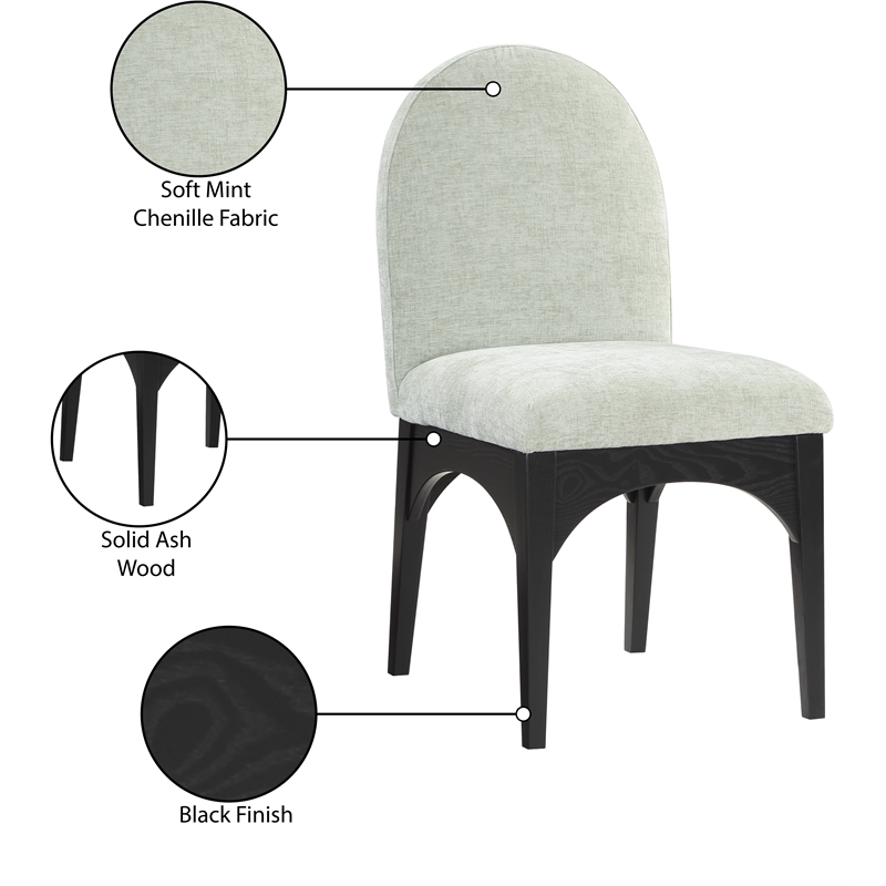 Meridian Furniture Waldorf Mint Chenille Fabric Dining Side Chair