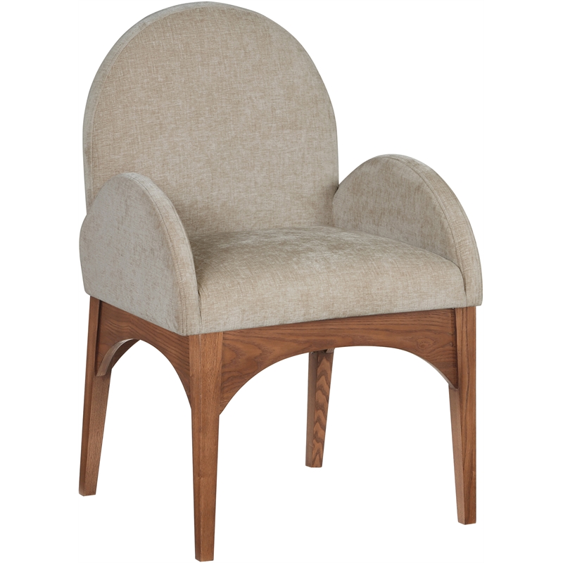 Meridian Furniture Waldorf Beige Chenille Fabric Dining Arm Chair