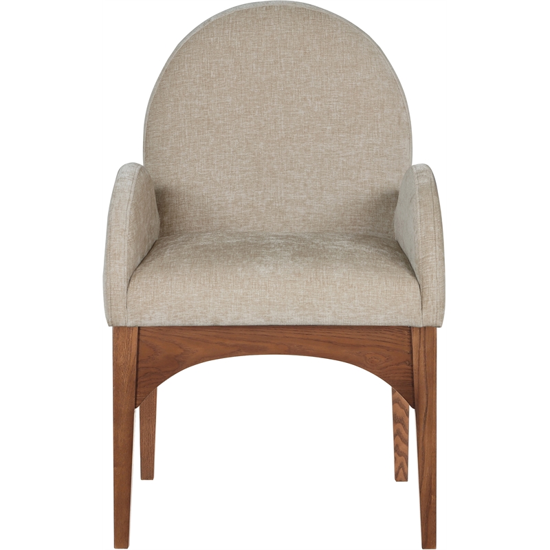 Meridian Furniture Waldorf Beige Chenille Fabric Dining Arm Chair
