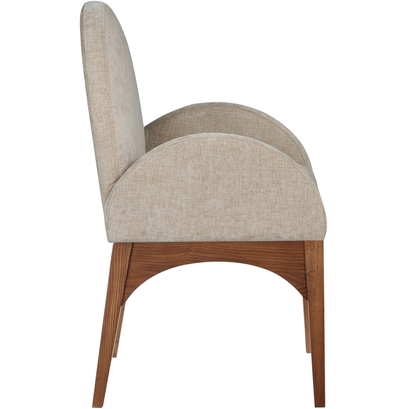 Meridian Furniture Waldorf Beige Chenille Fabric Dining Arm Chair
