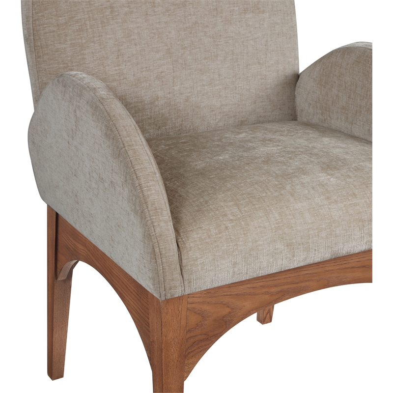 Meridian Furniture Waldorf Beige Chenille Fabric Dining Arm Chair