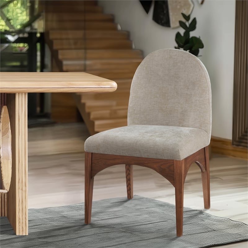 Meridian Furniture Waldorf Beige Chenille Fabric Dining Side Chair