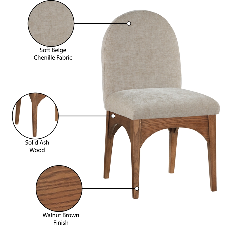 Meridian Furniture Waldorf Beige Chenille Fabric Dining Side Chair