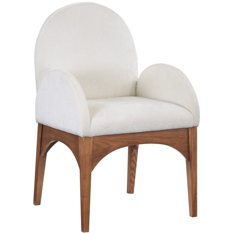 Meridian Furniture Waldorf Cream Chenille Fabric Dining Arm Chair