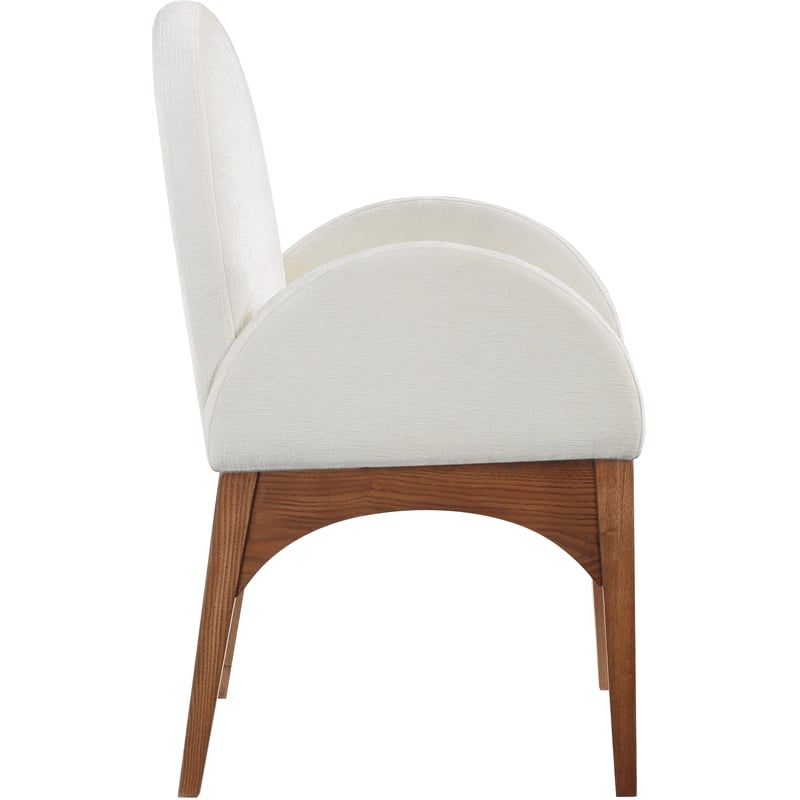 Meridian Furniture Waldorf Cream Chenille Fabric Dining Arm Chair