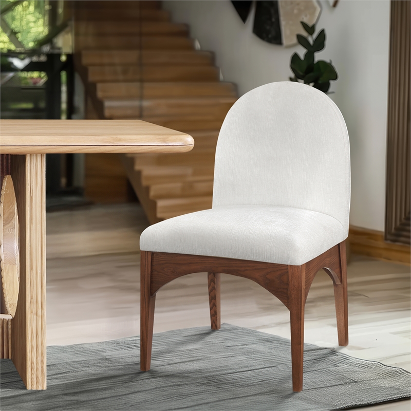 Meridian Furniture Waldorf Cream Chenille Fabric Dining Side Chair