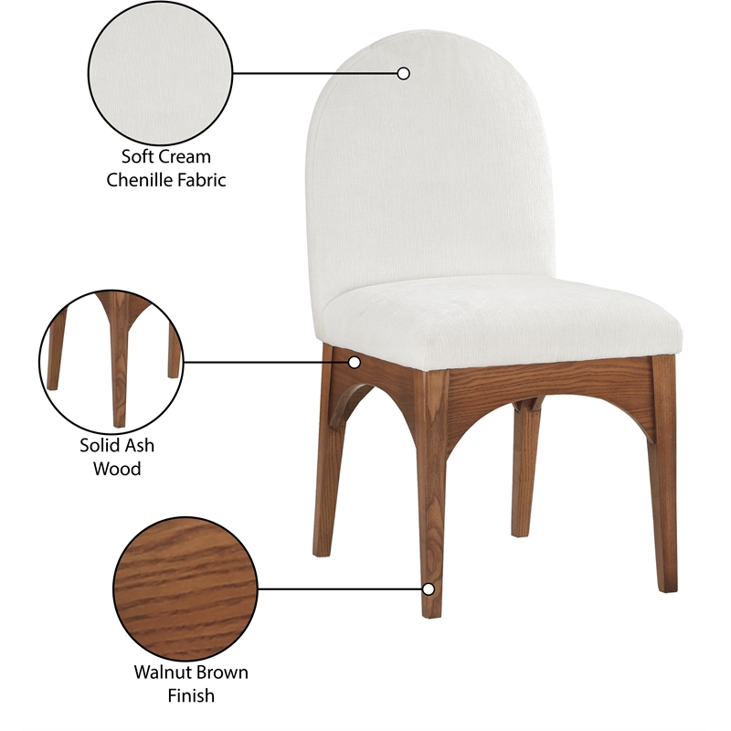 Meridian Furniture Waldorf Cream Chenille Fabric Dining Side Chair