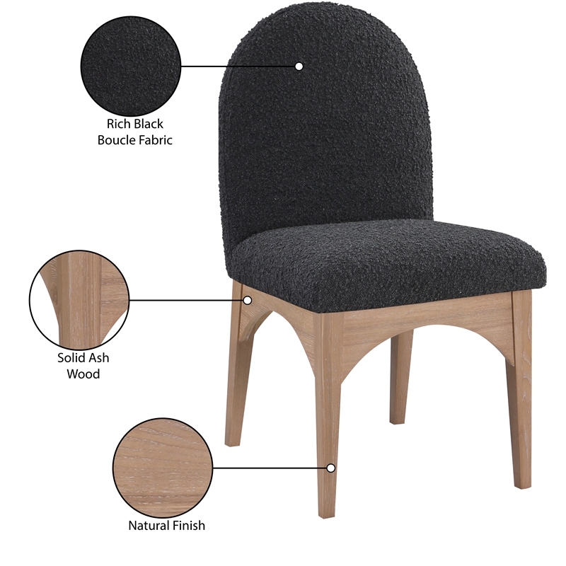 Meridian Furniture Waldorf Black Boucle Fabric Dining Side Chair