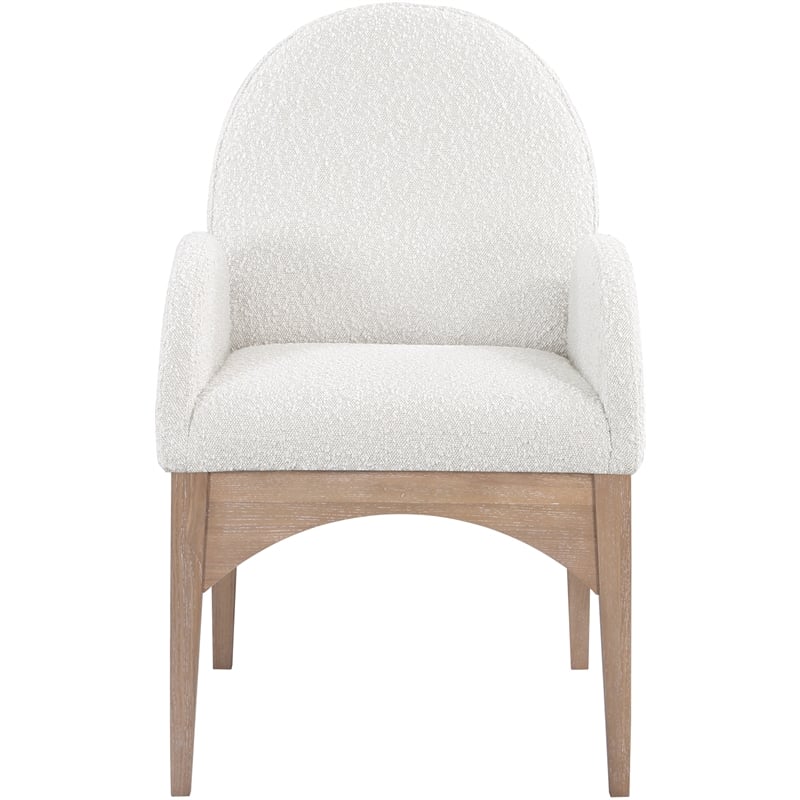 Meridian Furniture Waldorf Cream Boucle Fabric Dining Arm Chair
