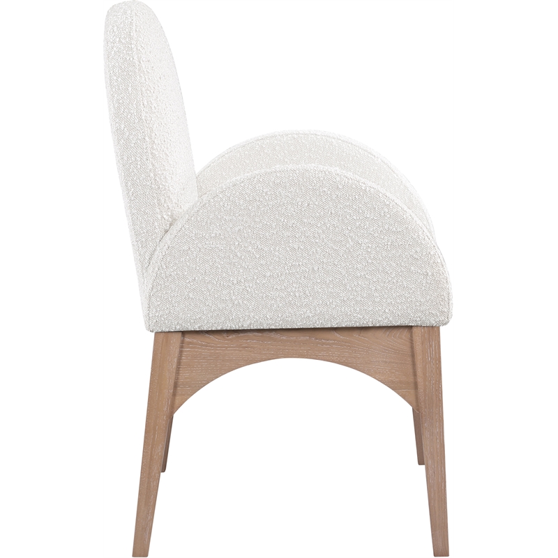 Meridian Furniture Waldorf Cream Boucle Fabric Dining Arm Chair