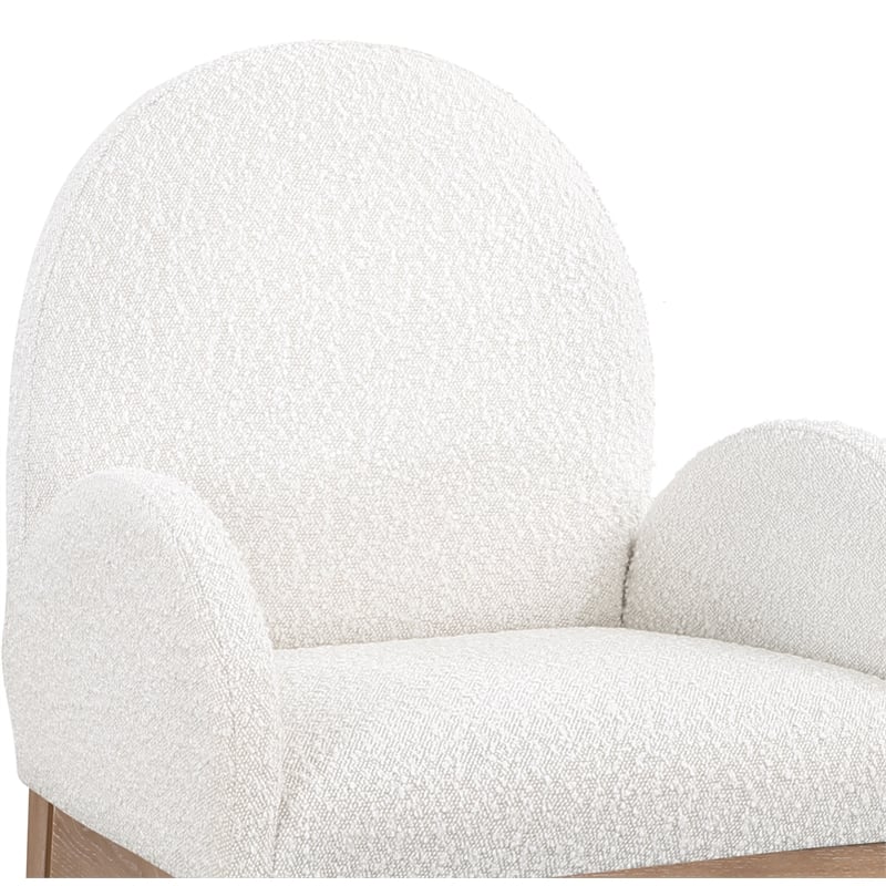 Meridian Furniture Waldorf Cream Boucle Fabric Dining Arm Chair