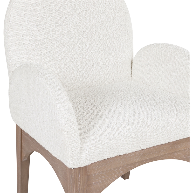 Meridian Furniture Waldorf Cream Boucle Fabric Dining Arm Chair