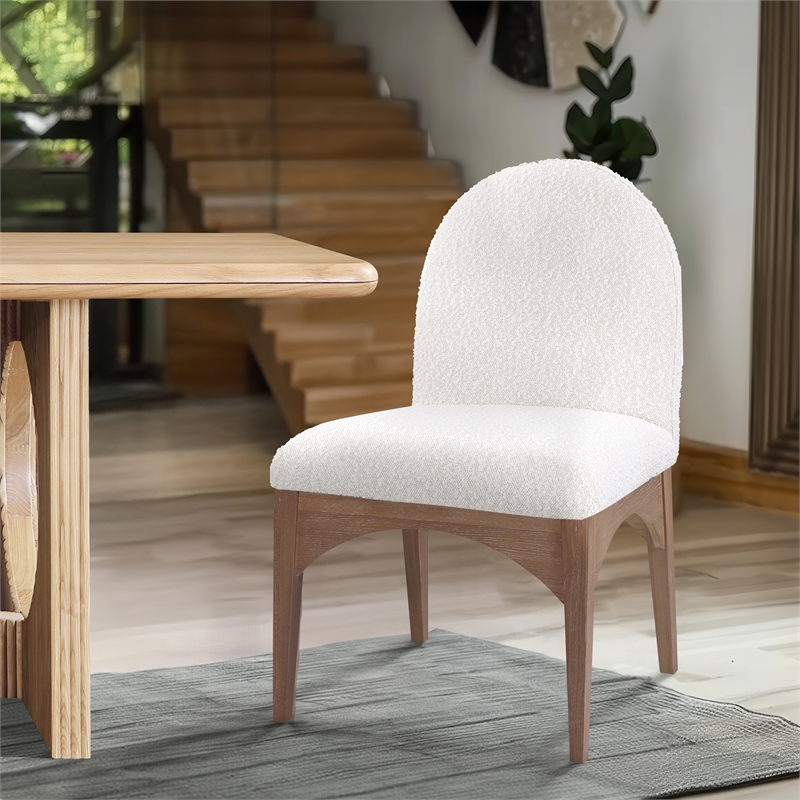 Meridian Furniture Waldorf Cream Boucle Fabric Dining Side Chair