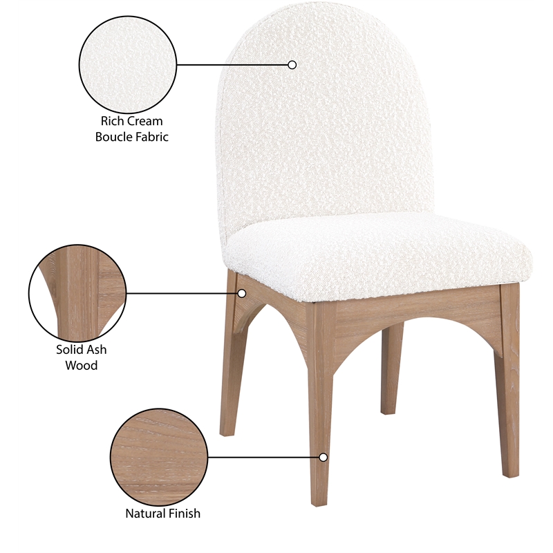 Meridian Furniture Waldorf Cream Boucle Fabric Dining Side Chair