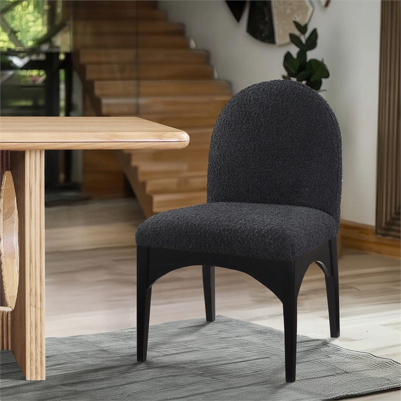 Meridian Furniture Waldorf Black Boucle Fabric Dining Side Chair