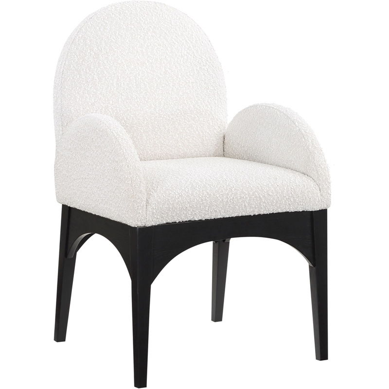 Meridian Furniture Waldorf Cream Boucle Fabric Dining Arm Chair