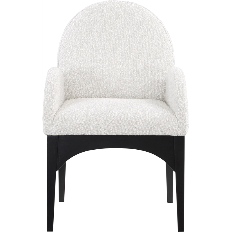 Meridian Furniture Waldorf Cream Boucle Fabric Dining Arm Chair