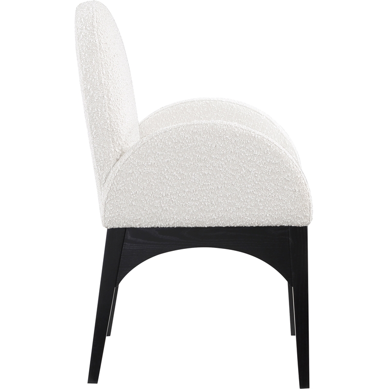 Meridian Furniture Waldorf Cream Boucle Fabric Dining Arm Chair