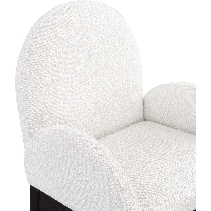 Meridian Furniture Waldorf Cream Boucle Fabric Dining Arm Chair
