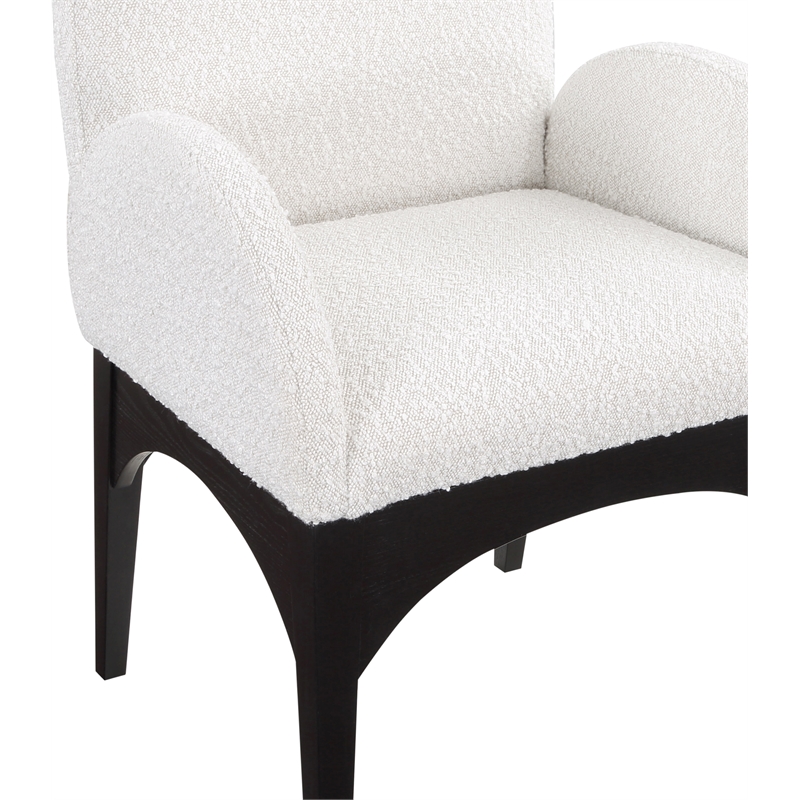 Meridian Furniture Waldorf Cream Boucle Fabric Dining Arm Chair