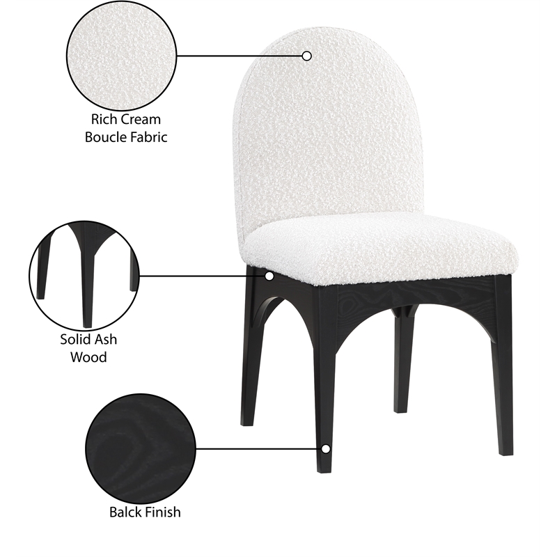 Meridian Furniture Waldorf Cream Boucle Fabric Dining Side Chair