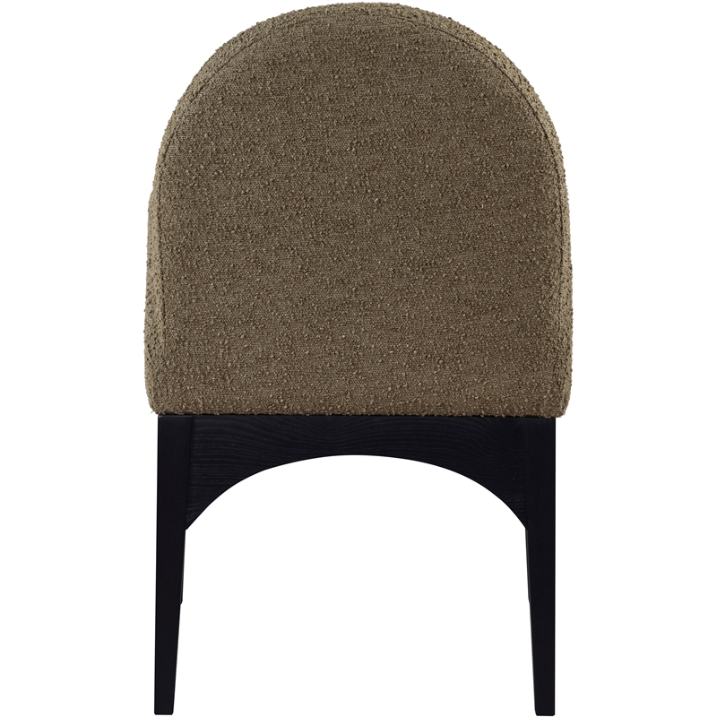 Meridian Furniture Waldorf Olive Boucle Fabric Dining Arm Chair