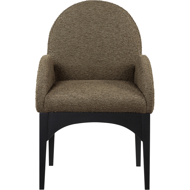 Meridian Furniture Waldorf Olive Boucle Fabric Dining Arm Chair
