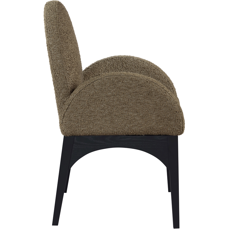 Meridian Furniture Waldorf Olive Boucle Fabric Dining Arm Chair
