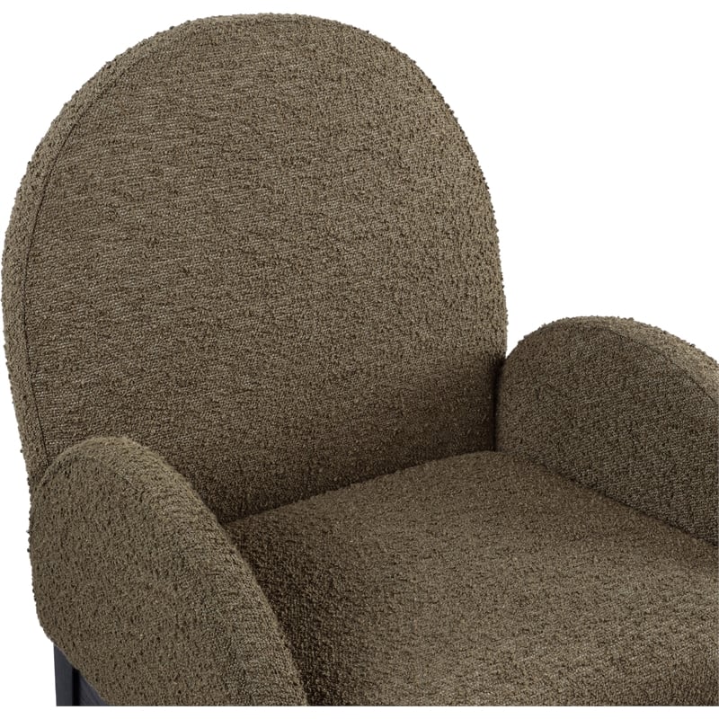 Meridian Furniture Waldorf Olive Boucle Fabric Dining Arm Chair