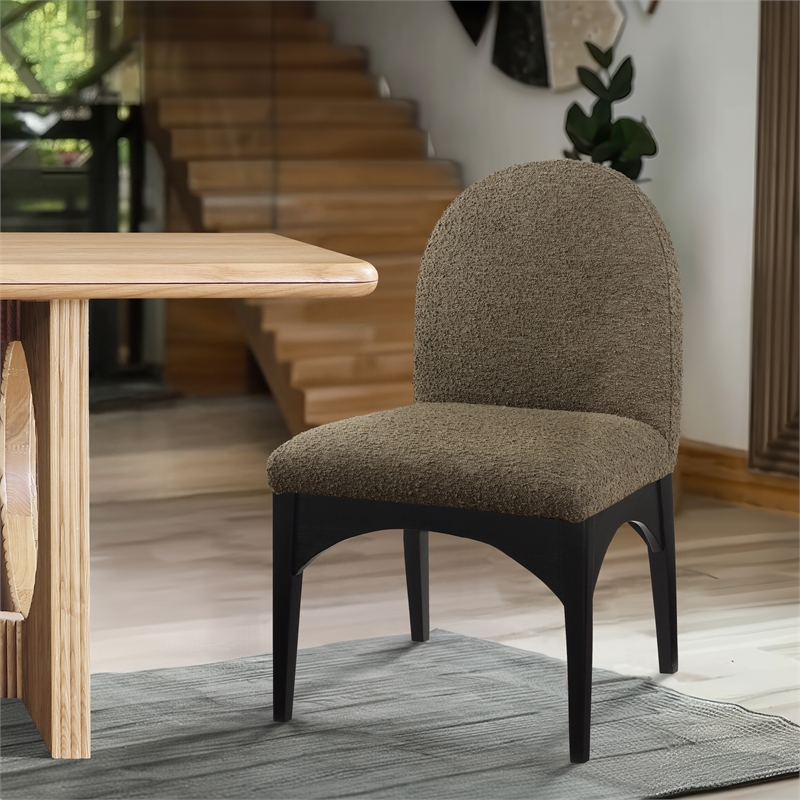 Meridian Furniture Waldorf Olive Boucle Fabric Dining Side Chair