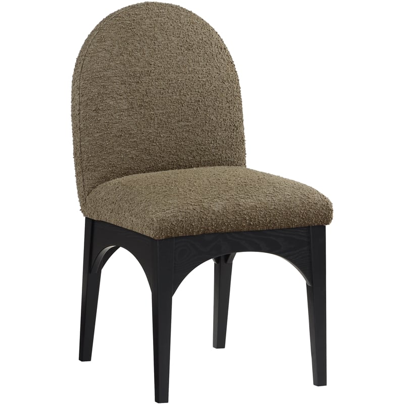 Meridian Furniture Waldorf Olive Boucle Fabric Dining Side Chair
